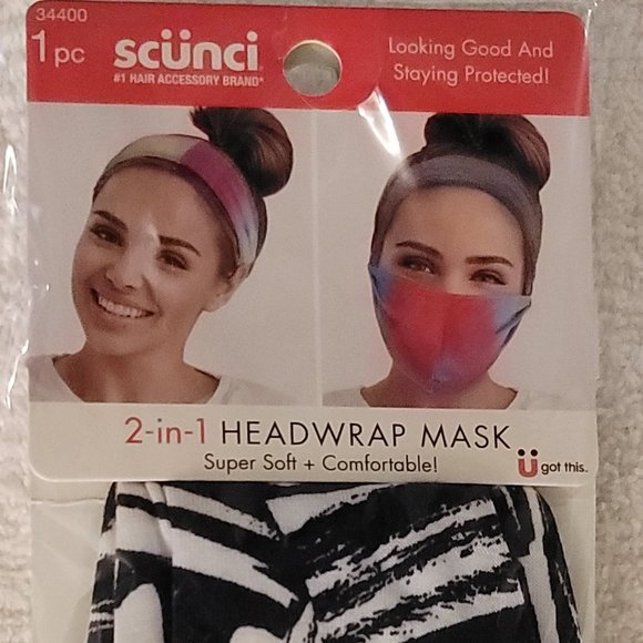Scunci Headwrap is a 2-in-1 Headwrap/Mask -Zebra - Picture 1 of 3
